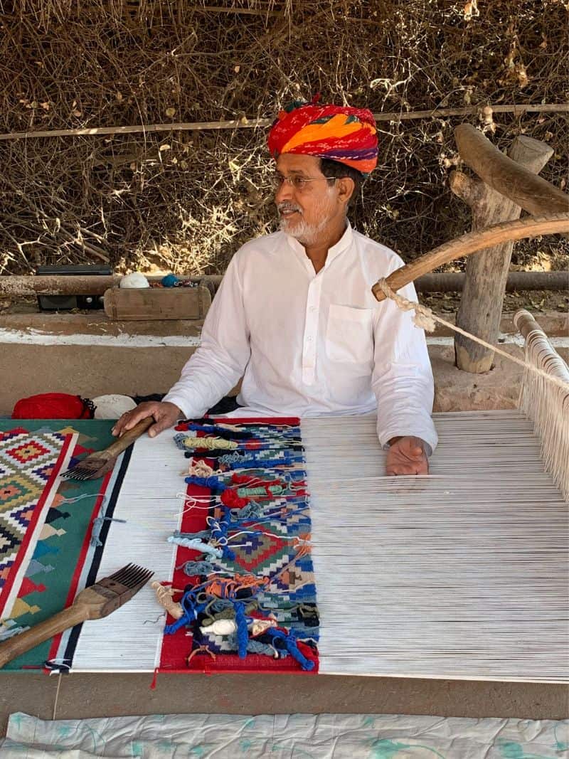 Rajasthani man weaving